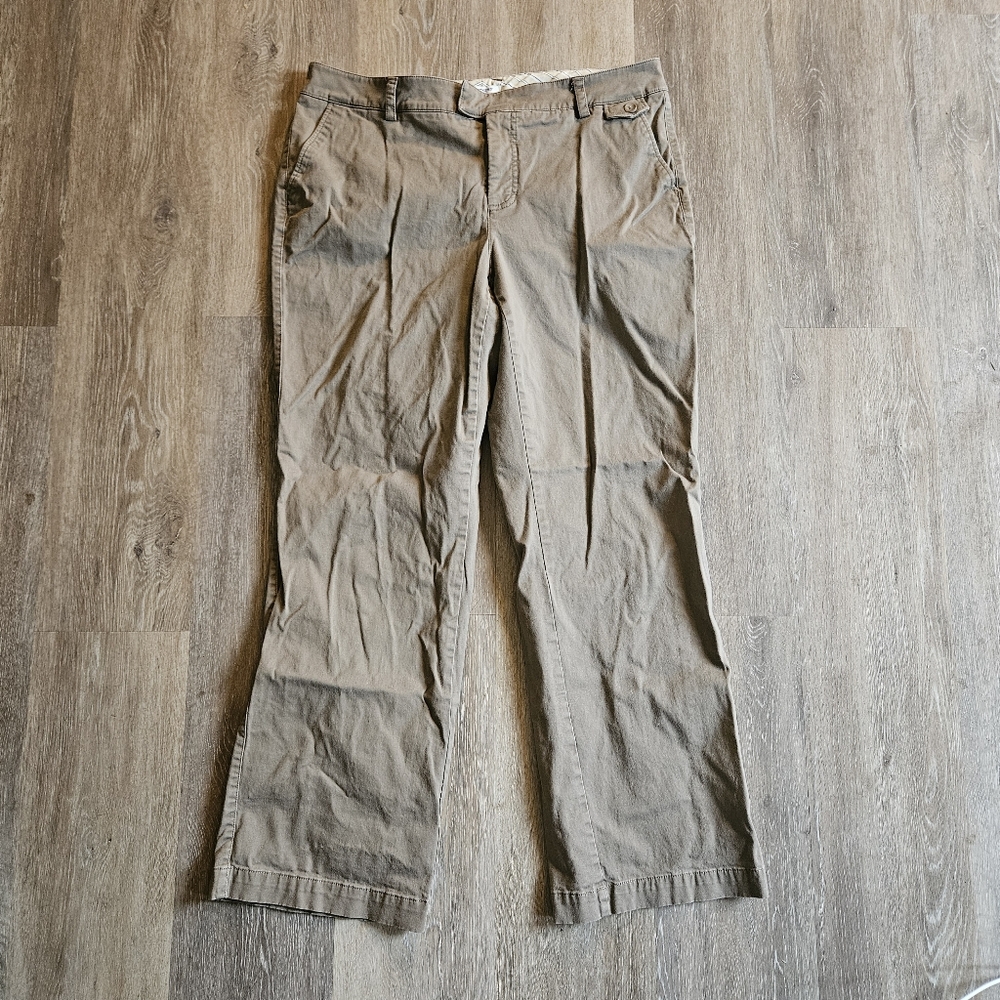 Dockers Womens Jaelynn Straight Leg Pants Dark Khaki Mid Rise 16W Med Academia